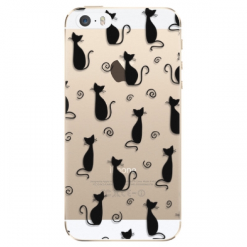 Odolné silikonové pouzdro iSaprio - Cat pattern 05 - black - iPhone 5/5S/SE