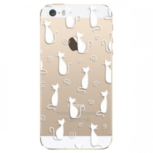 Odolné silikonové pouzdro iSaprio - Cat pattern 05 - white - iPhone 5/5S/SE