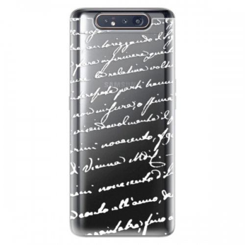 Odolné silikonové pouzdro iSaprio - Handwriting 01 - white - Samsung Galaxy A80