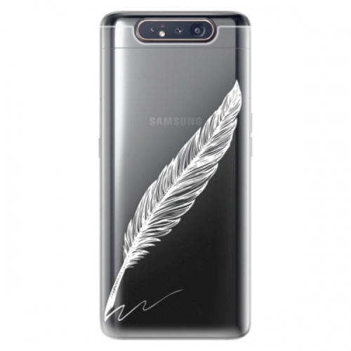 Odolné silikonové pouzdro iSaprio - Writing By Feather - white - Samsung Galaxy A80