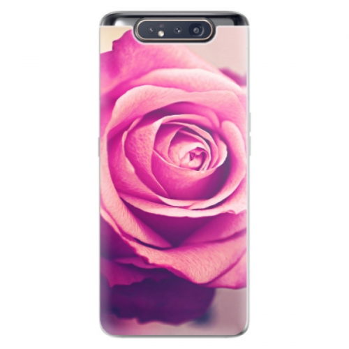 Odolné silikonové pouzdro iSaprio - Pink Rose - Samsung Galaxy A80