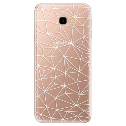 Odolné silikonové pouzdro iSaprio - Abstract Triangles 03 - white - Samsung Galaxy J4+