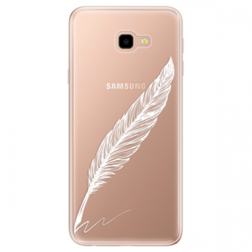 Odolné silikonové pouzdro iSaprio - Writing By Feather - white - Samsung Galaxy J4+