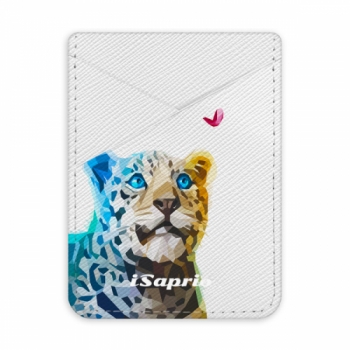 Pouzdro na kreditní karty iSaprio - Leopard with Butterfly - světlá nalepovací kapsa