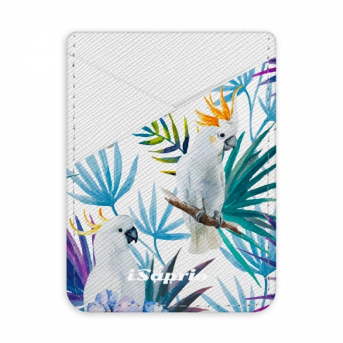 Pouzdro na kreditní karty iSaprio - Parrot Pattern 01 - světlá nalepovací kapsa