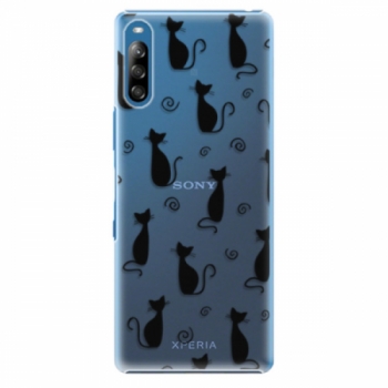 Plastové pouzdro iSaprio - Cat pattern 05 - black - Sony Xperia L4