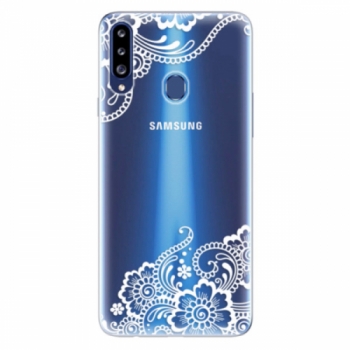 Odolné silikonové pouzdro iSaprio - White Lace 02 - Samsung Galaxy A20s