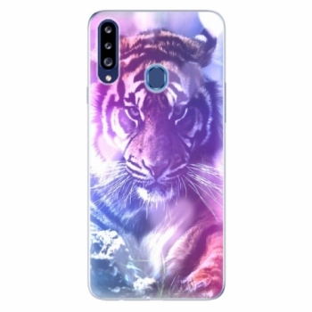 Odolné silikonové pouzdro iSaprio - Purple Tiger - Samsung Galaxy A20s
