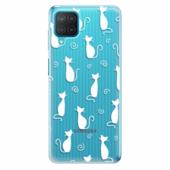 Odolné silikonové pouzdro iSaprio - Cat pattern 05 - white - Samsung Galaxy M12