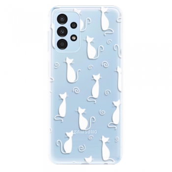 Odolné silikonové pouzdro iSaprio - Cat pattern 05 - white - Samsung Galaxy A13