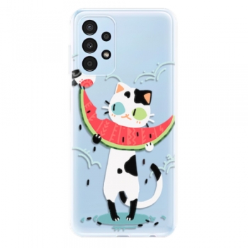 Odolné silikonové pouzdro iSaprio - Cat with melon - Samsung Galaxy A13